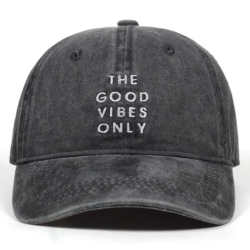 Мыть хлопок THE GOOD VIBES ONLY шляпа c вышивкой, для отца для Для мужчин Для женщин в стиле хип-хоп Snapback Кепки s папа Кепки бейсбольная кепка Bone Гаррос - Цвет: Темно-серый