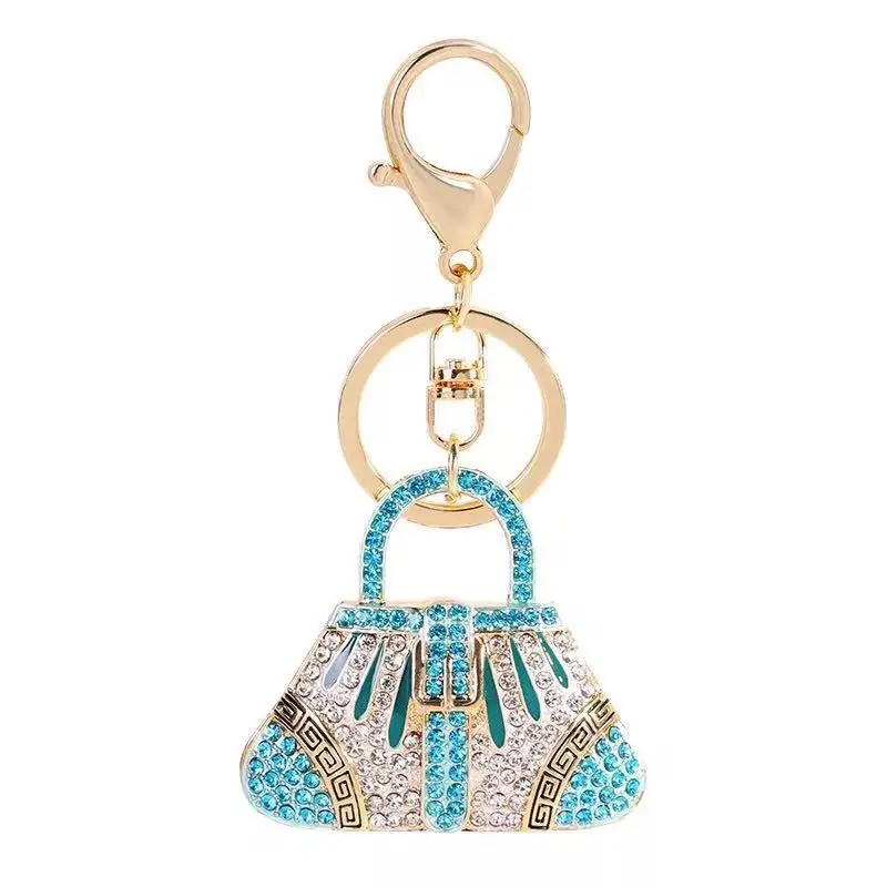 New fashion crystal bag shape keychain Alloy car key ring Beautiful bag pendant accessories ...