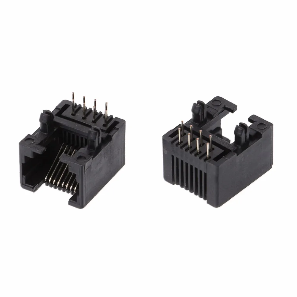 20 шт. RJ45 8P8C компьютер Интернет Сети PCB Jack Разъем Черный