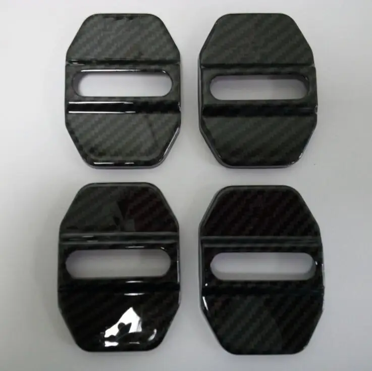 

For Mercedes Benz 4PCS Carbon Fiber Stainless Steel Car Door Lock Buckle Protective Cover Trim Frame Decoration Car Styling