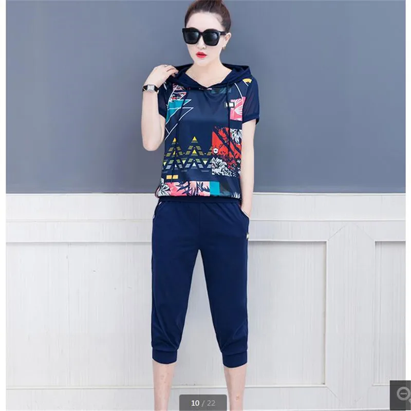 

Women set 2 pieces top and pants summer Korean outfits for women Leisure Colorful 2 piece set womens Sportswear suits BN3762