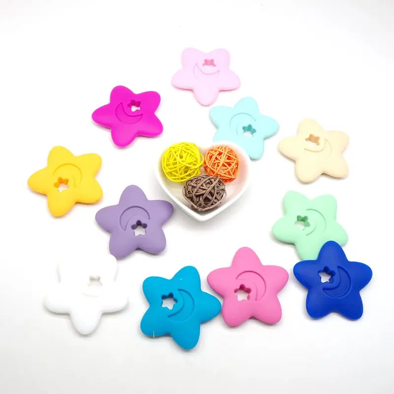 

Chenkai 10PCS Safety Silicone Baby Teether Star Shape Training Tooth Chews Training Toys Infant Teether Massager Baby Tooth Care