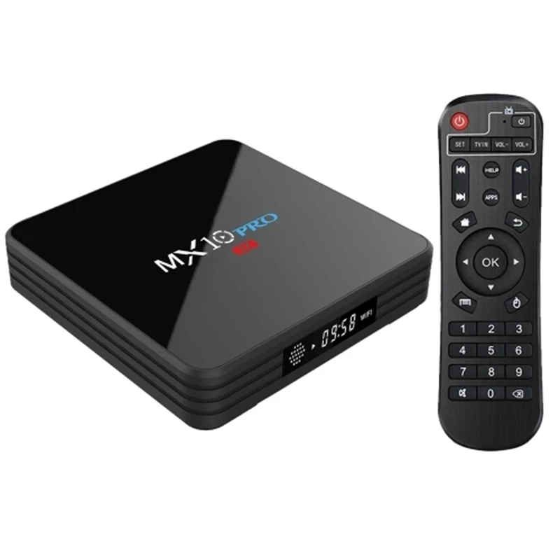 ТВ приставка Mx10 Pro Android 8 1 4 ГБ/32 ГБ Rk3328 / 4K Vp9 H.265 Hdr10 Usb3.0 Bluetooth 1/Dlna/Miracast