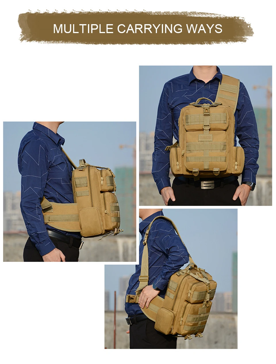 Outdoor Sports Tactical Bag Military Bags Assault Camouflage Bagpack Waterproof Shoulder Bag Pack Molle Messenger Chest Daypack (3)