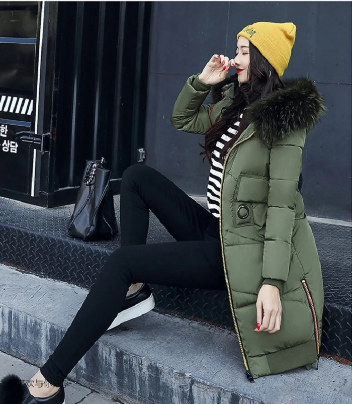 2017 New winter coat women long jacket Collar Hooded Woman Parka Womens cotton padded Coats Thick Jacket+25 (2)