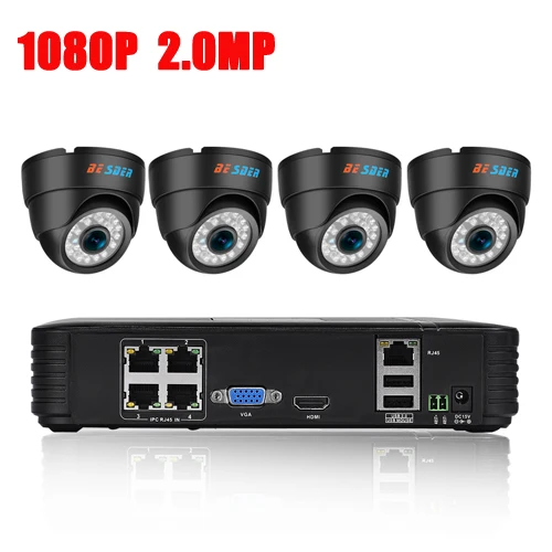 BESDER домашнего наблюдения Системы 4CH IP безопасность Камера PoE NVR Kit CCTV Системы 1080 P 960 P 720 P 4 Крытая купольная IP камера Камера PoE P2P - Цвет: 2MP