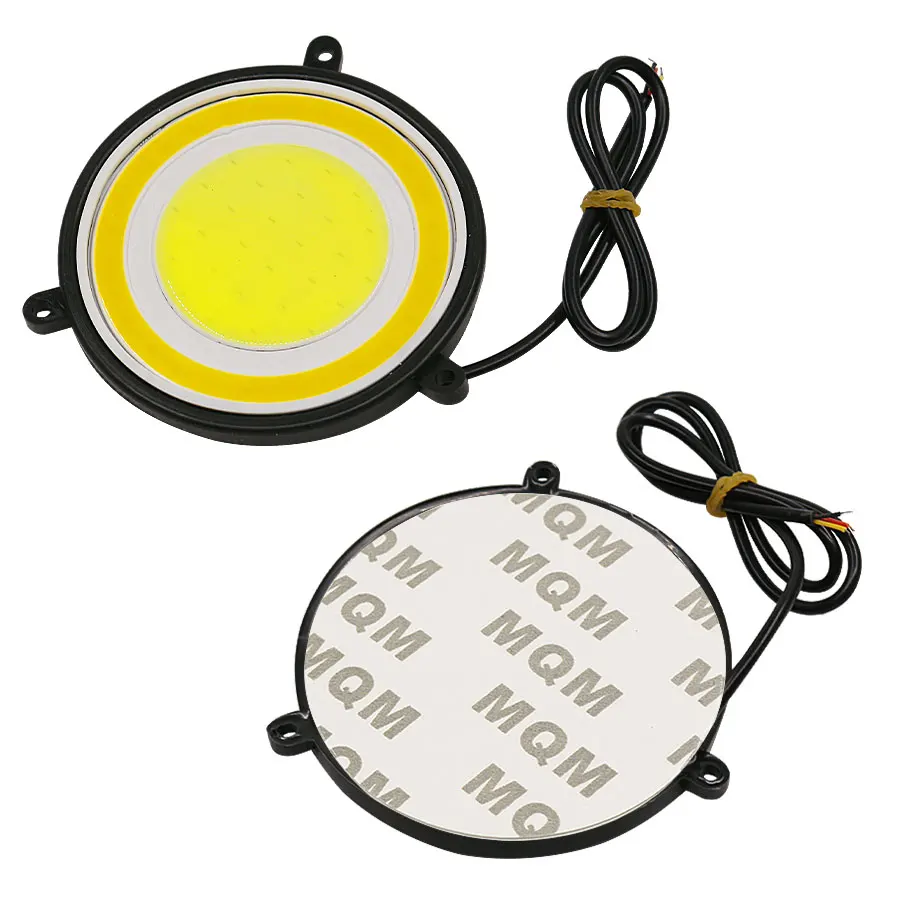 

1 Pair Car SUV White LED 90mm Round Dual Circle Wateroproof DRL Turn Signal Light