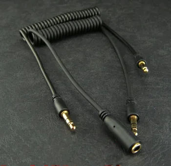 

3.5mm recording lines, Male to female extension cable Telescopic spring 1 meter