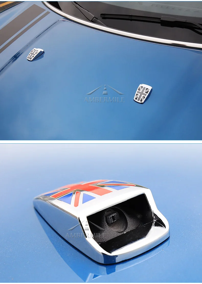  Car Windshield Water Spray Nozzle Covers Stickers for Mini Cooper R55 R56 R60 R61 F54 F55 F56 Accessories Car Styling (6)