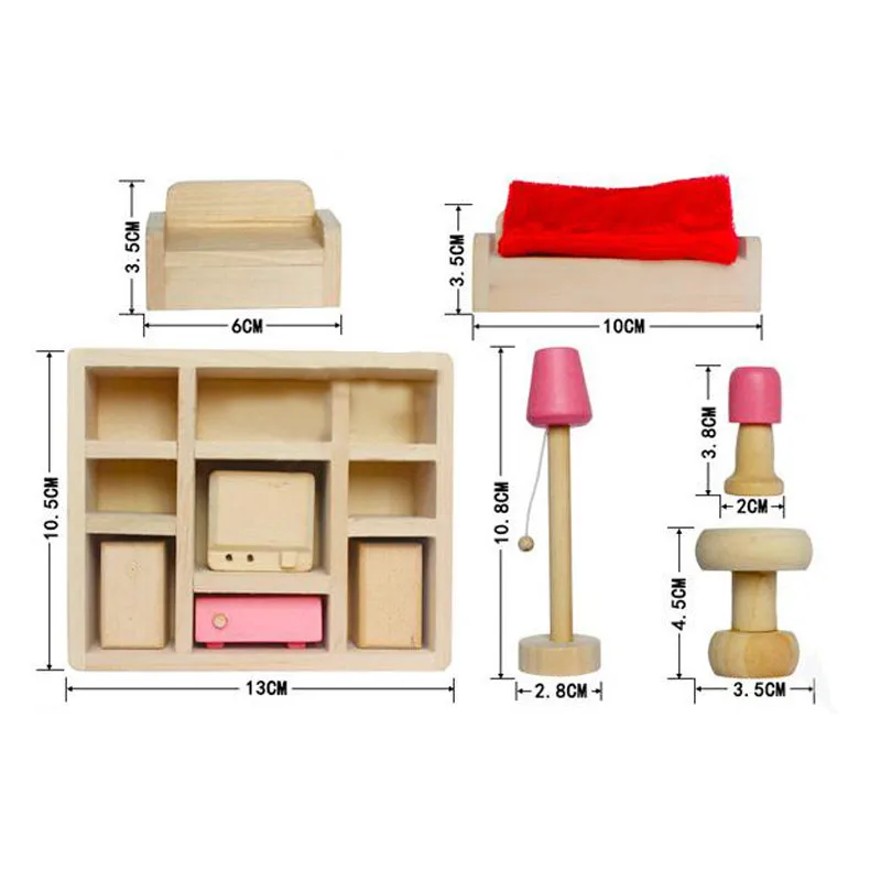 الأطفال مجموعة كاملة الخشب الوردي أثاث بيت الدمية لعب/أطفال الفتيات عيد ميلاد هدايا من خشبية الطعام غرفة لعبة