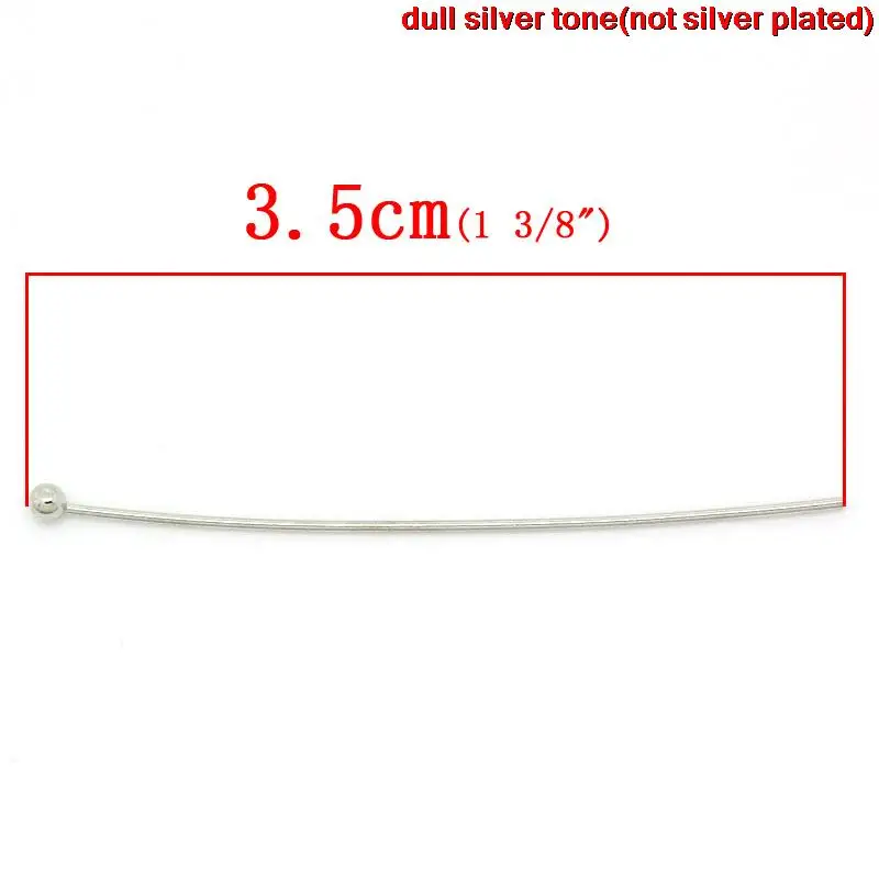 DoreenBeads медные шариковые головки булавки серебристого тона 3,5 см(1 3/") длинные, 0,5 мм(калибр), 35 шт