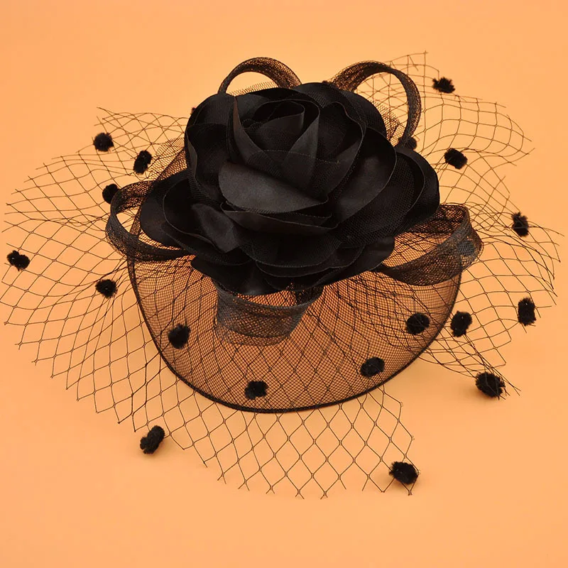 Vintage Bridal Flower Hats Elegant Wedding Accessories Bride Net Hats White Fascinator Women's Formal Occasion