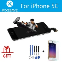 For iPhone 5C LCD Full Replacement Screen Display Touch Digitizer small part Front Camera+Frame+Home Button+Speaker Assembly
