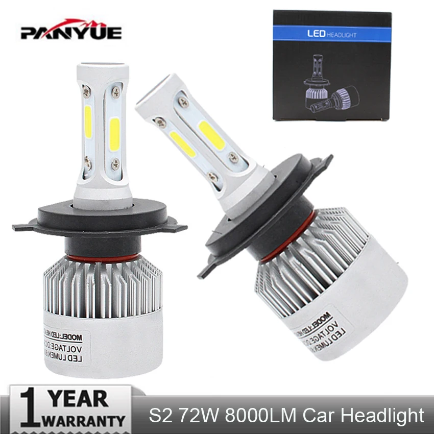 PANYUE Car Light S2 H4 H7 H1 COB LED Headlight Bulbs H11 H13 12V 9005 9006