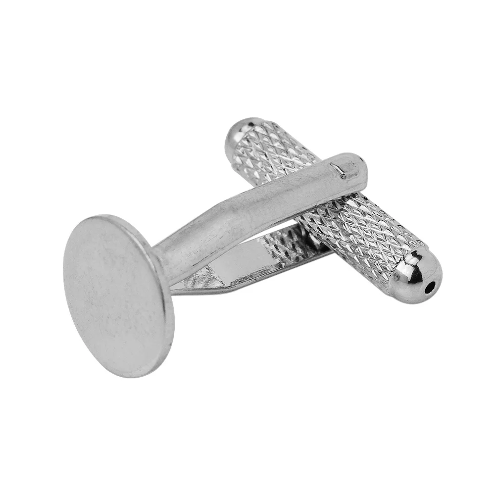 20pcs 10 mm Flat Pad Brass Cufflink Blanks Nickel Business Cuff Links