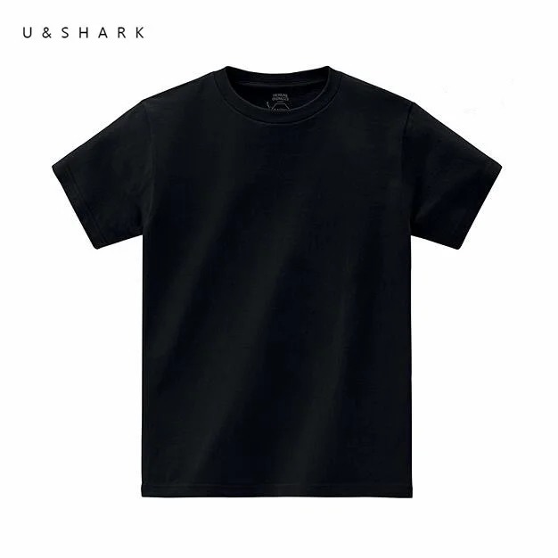 U & SHARK летняя Базовая черная футболка Homme с коротким рукавом облегающие хлопковые