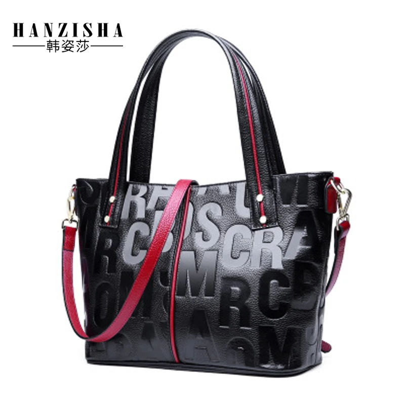 

2019 Fashion Cow Leather Women Bag Classic Letter Design Luxury Brand Bag Women Messenger Bag Female Crossbody Bag Casual Tote