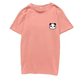 Kawaii Panda печатных футболка Femme Футболка с коротким рукавом для женщин Harajuku прекрасный мультфильм летние повседневные хлопковые топы