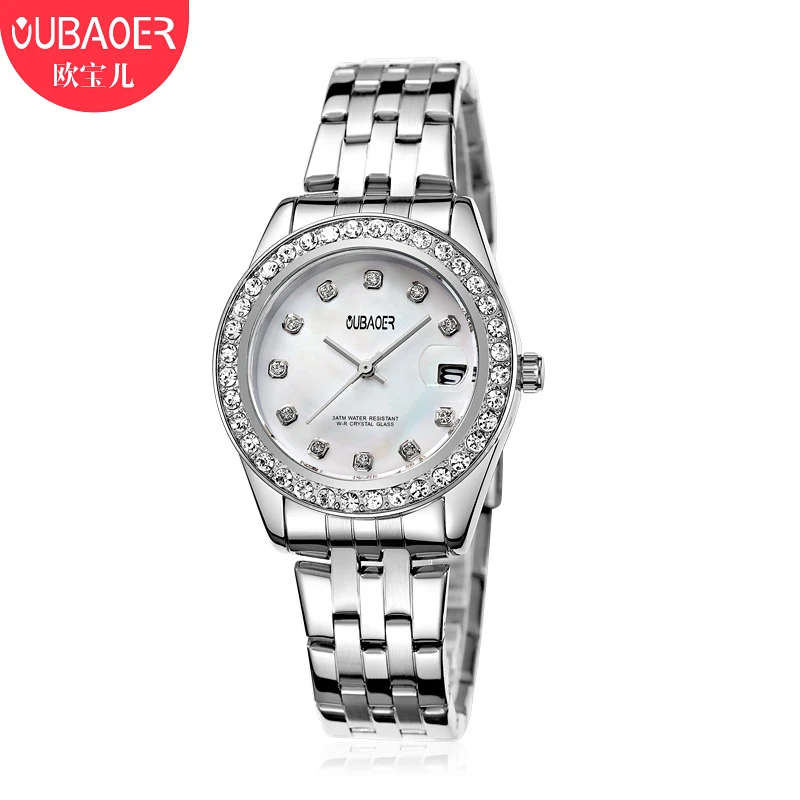 

OUBAOER Women Watch Glod Steel strip Quartz Clock Brand Waterproof Watch Creative Shell Dial Women Watches Gift Relogio Feminino