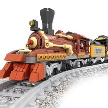 Ausini, новинка 25809, старый поезд, строительные блоки, поезд, 483 шт, железнодорожные кирпичи, блоки, детские развивающие игрушки, brinquedos