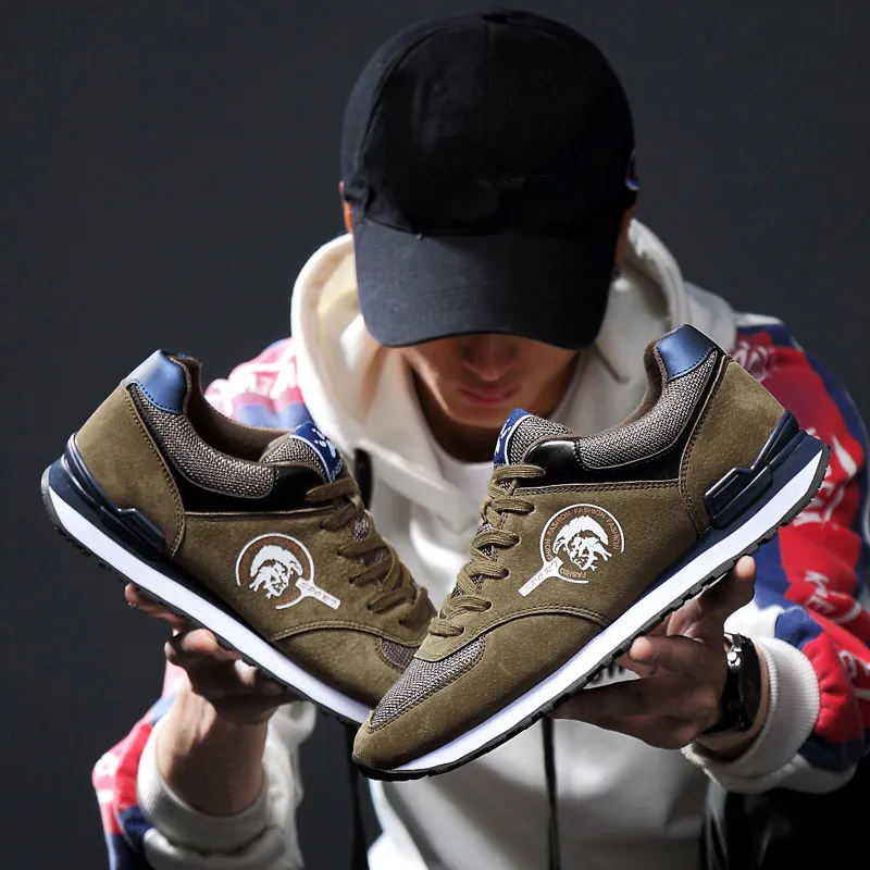 

VSIOVRY New Spring Autumn Running Shoes Men Sneakers Pig Suede Breathable Sport Shoes High Quality Soft Gym Sports Men krasovki
