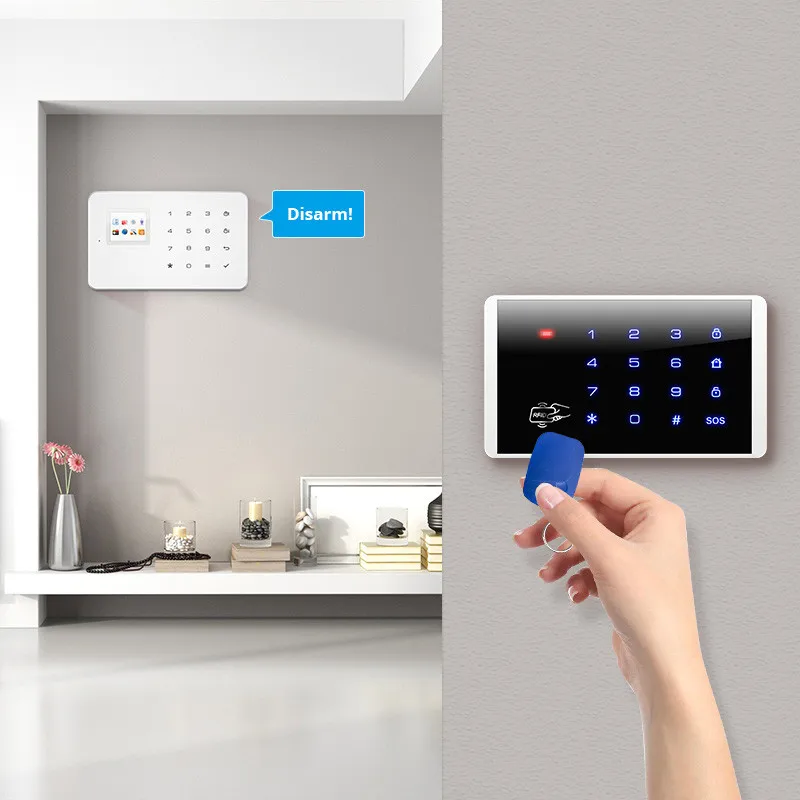 FUERS K16 RFID Card Arm and Disarm Touch Keypad For PSTN GSM Home Security Alarm System 433MHz Wire