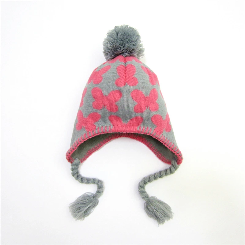Милая детская шапка, мягкая хлопковая шапочка для новорожденных, двухслойная теплая зимняя шапка для детей, вязаные детские шапки для девочек и мальчиков