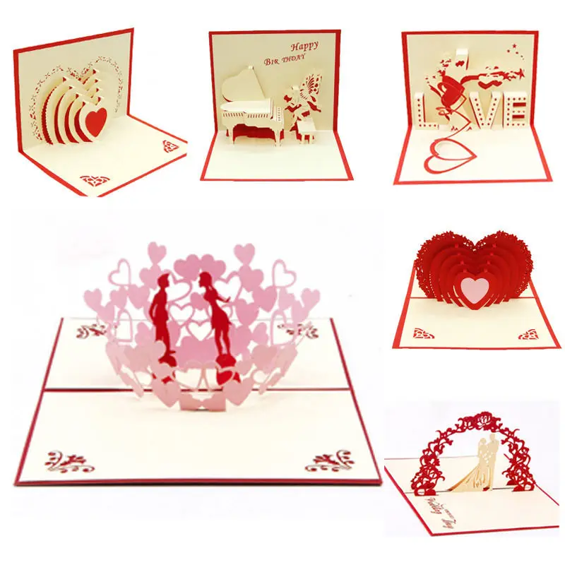 1 шт Вечерние 3D всплывающие Открытки День Святого Валентина любовник с днем рождения Юбилей поздравительные открытки свадебные приглашения подарки 13x16 см