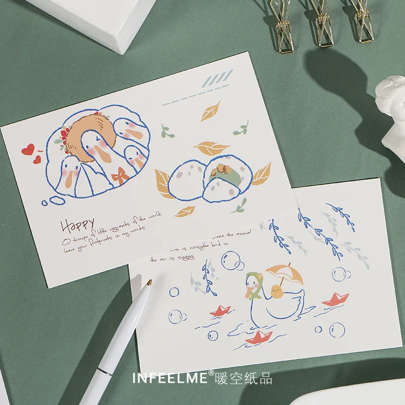 손으로 그린 엽서 인사 카드, 생일 편지 선물 카드, 메시지 카드, 좋은 하루 되세요, 30 매/세트