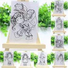 

7 Styles Cute Little Girl Stamps Scrapbook DIY Silicone Seals Photo Album Embossing Seal Embossed Mold