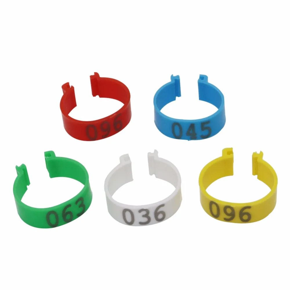 

100 Pcs Inner Diameter 2.5cm NO.001-100 Poultry Digital Clip Ring Chickens Duck Geese Adult Turkey 5 Colors Poultry Foot Ring