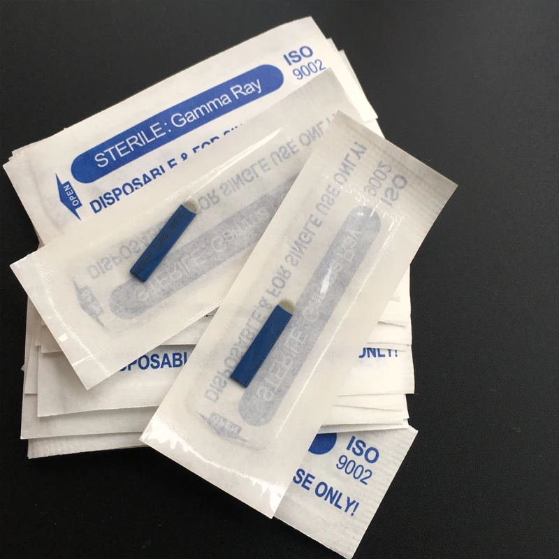 200pcs microblading 18u shape Permanent Makeup eyebrow tattoo needles For 3D Eyebrow Embroidery Manual Microblading Pen blue 2