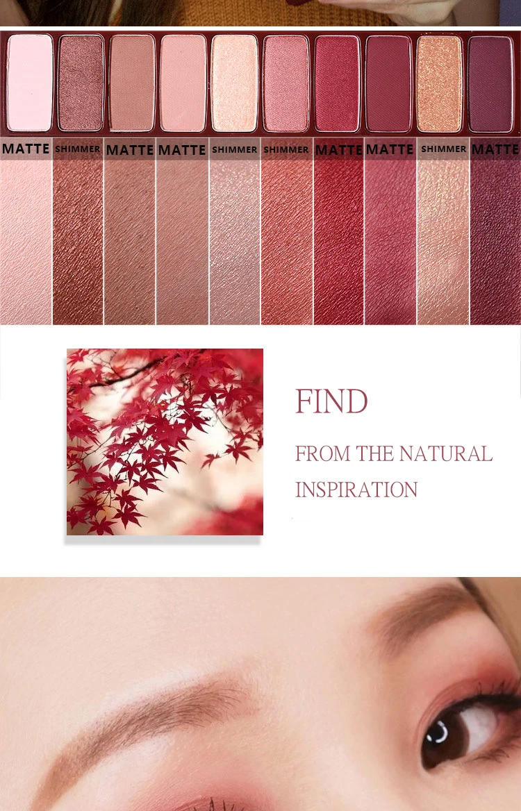 HOLD LIVE 10 Colors Matte Shimmer Eyeshadow Palette Maple Song Love Pigment Glitter Red Eye Shadow Pallete Nude Cosmetics Makeup (5)
