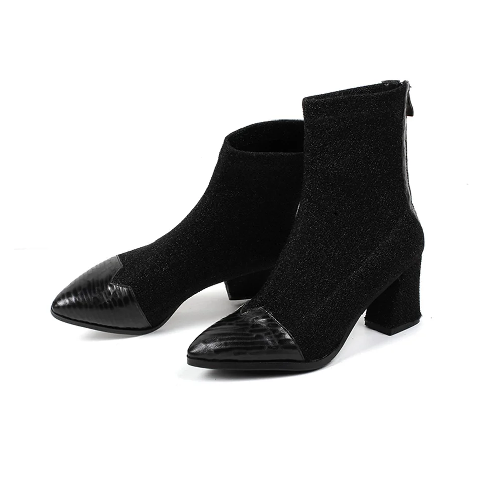 Short Hiver Rouge Noir black 34 Automne Plush Et red Femmes De Chaussures Noir Plush Bottes Tissu Confortable Doublure Mode Qualité 2018 42 rouge Stretch Taille qActH7WOR