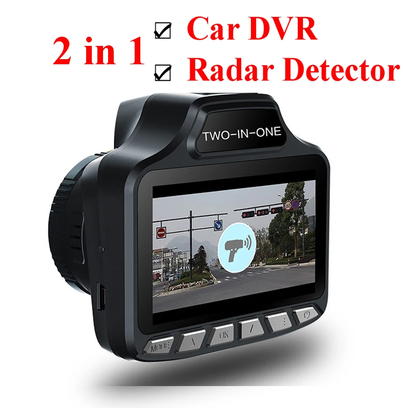 

Russia or English voice 2 in 1 Car DVR Anti Radar detector G-sensor Loop recording Full bands dash cam free shipping