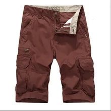 Летняя одежда мужские повседневные шорты со множеством карманов тонкие шорты из чистого хлопка свободное