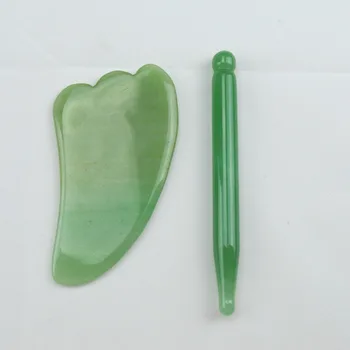 

HIMABM 1 Pack = 2 pieces 100% natural green agate guasha massage tool green stick facial treatment scraping care healthy
