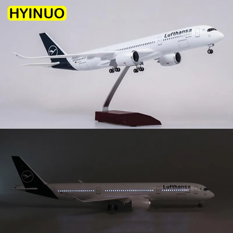 1/142 масштаб 47 см самолет Airbus A350 Lufthansa авиакомпания Модель W светодиодный светильник и колесо литой пластик Смола самолет для сбора