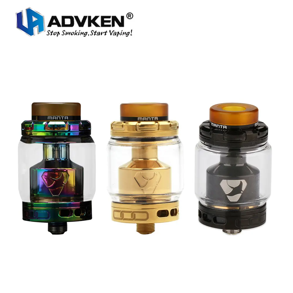 

New Original 2pcs Advken MANTA RTA Tank 5ml Dual Coil Design with Curved Posts & 810 PEI Drip Tip MANTA RTA Vs Dead Rabbit RDA