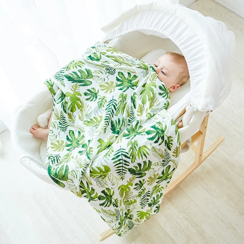 

New Baby Muslin Swaddle Blankets Bamboo Cotton Newborn Baby Sleeping Blanket Super Soft Cartoon Print Infant Muslin Swaddle Wrap