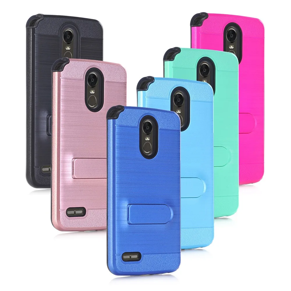 

New PC TPU Elegant Kickstand Shockproof Waterproof Hard Soft Rubber Impact Armor Case Back Hybrid Cover For LG Stylo 3 Plus