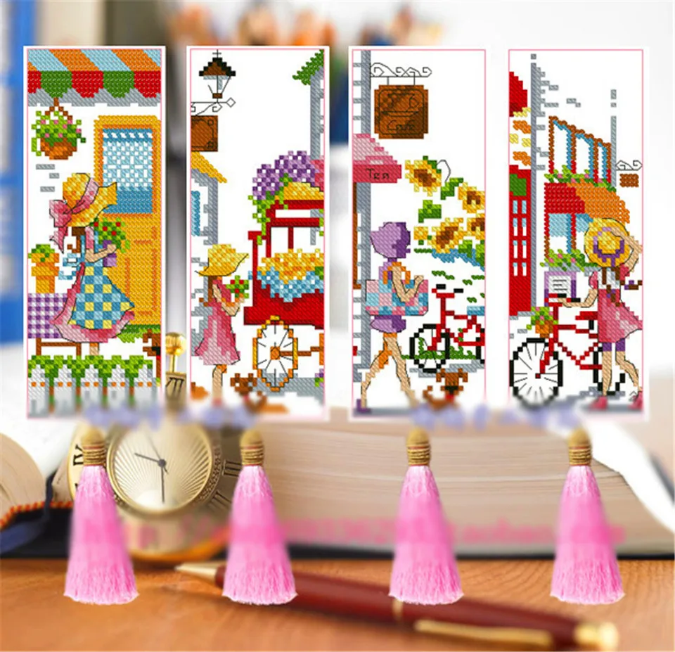 

018 DIY Craft Stich Cross Stitch Bookmark Christmas Plastic Fabric Needlework Embroidery Crafts Counted Cross-Stitching Kit
