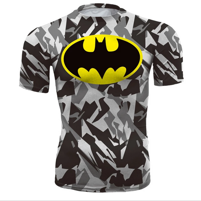 

3D Superhero Printing Costume Camouflage Sport T Shirt Cycling Gym Athletic Quick Dry T-shirts Tight Fitness Stretch Tee Top