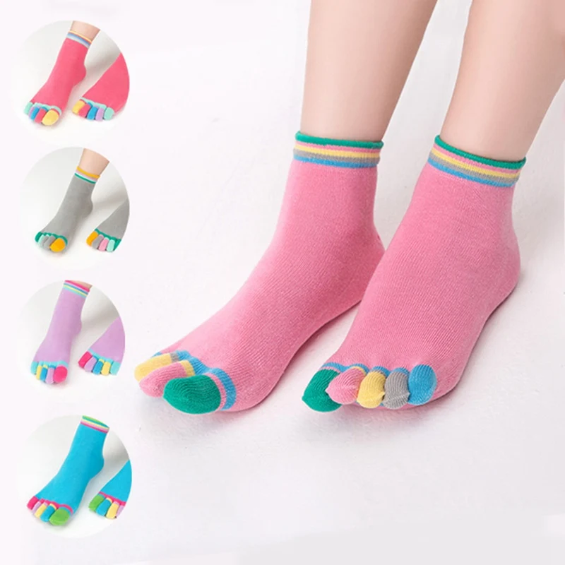 

Candy Color Refers To Five Finger Socks Female Cotton Tube Cute Student Separate Toes Cotton Short Socks Four Seasons Breathable