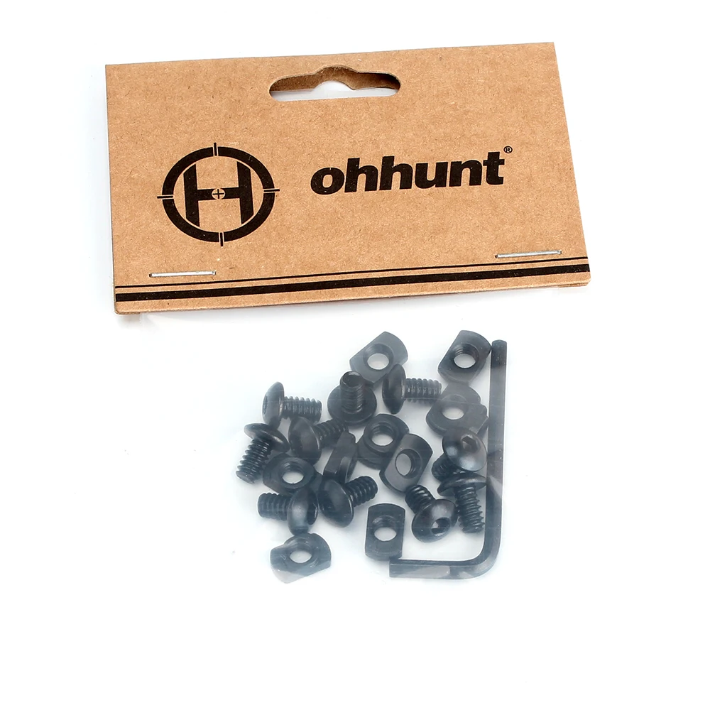ohhunt 10 Sets Pack Steel M-LOK T-Nut Standard Screw Replacement Set Allen Wrench for Rail Sections (10 x Screws and 10 x Nuts) (7)
