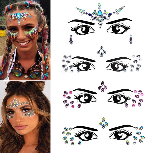 3D Crystal Glitter Face Jewels Tattoo Stickers Women Fashion Face Body Art  Gems Gypsy Festival Adornment Makeup Beauty Stickers - AliExpress