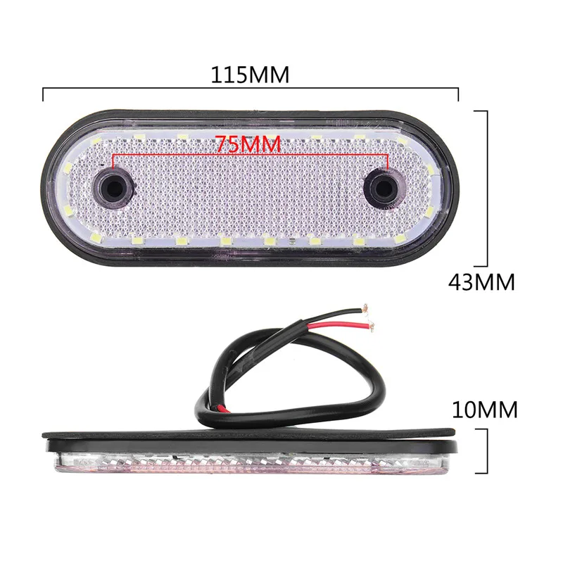 10 шт./компл. 20 светодиодный 24V Белый Автомобильный габаритный фонарь габаритного светильник Овальный хвост светодиодный светильник s для грузовика пикапа, можно использовать при прицепа с прицепом