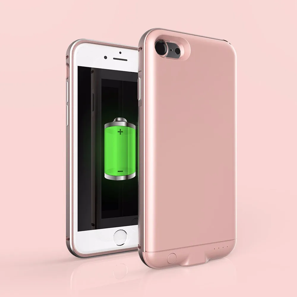 Металлический каркас батареи Чехол для iPhone 7 Plus батарея зарядное устройство чехол Крышка смартфона банк питания для Apple iPhone 7 Plus батарея Чехол - Цвет: rose gold