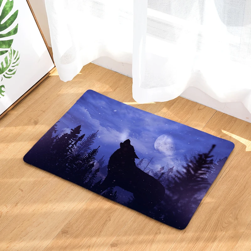  Cross-border law Laiwu 3d printing carpet Wolf bedroom home living room carpet cartoon printing mat