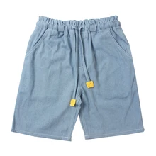 Мягкие джинсовые шорты с эластичной резинкой на талии, на шнуровке, с милыми буквами, лоскутный светильник, синие шорты, летние новые высококачественные женские джинсовые шорты